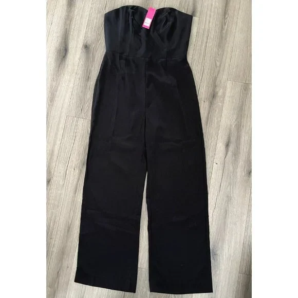 Lilly Pulitzer Womens Kylo Jumpsuit Onyx Black MISSING BELT Wide Leg Sz 16 $198 - Picture 2 of 13